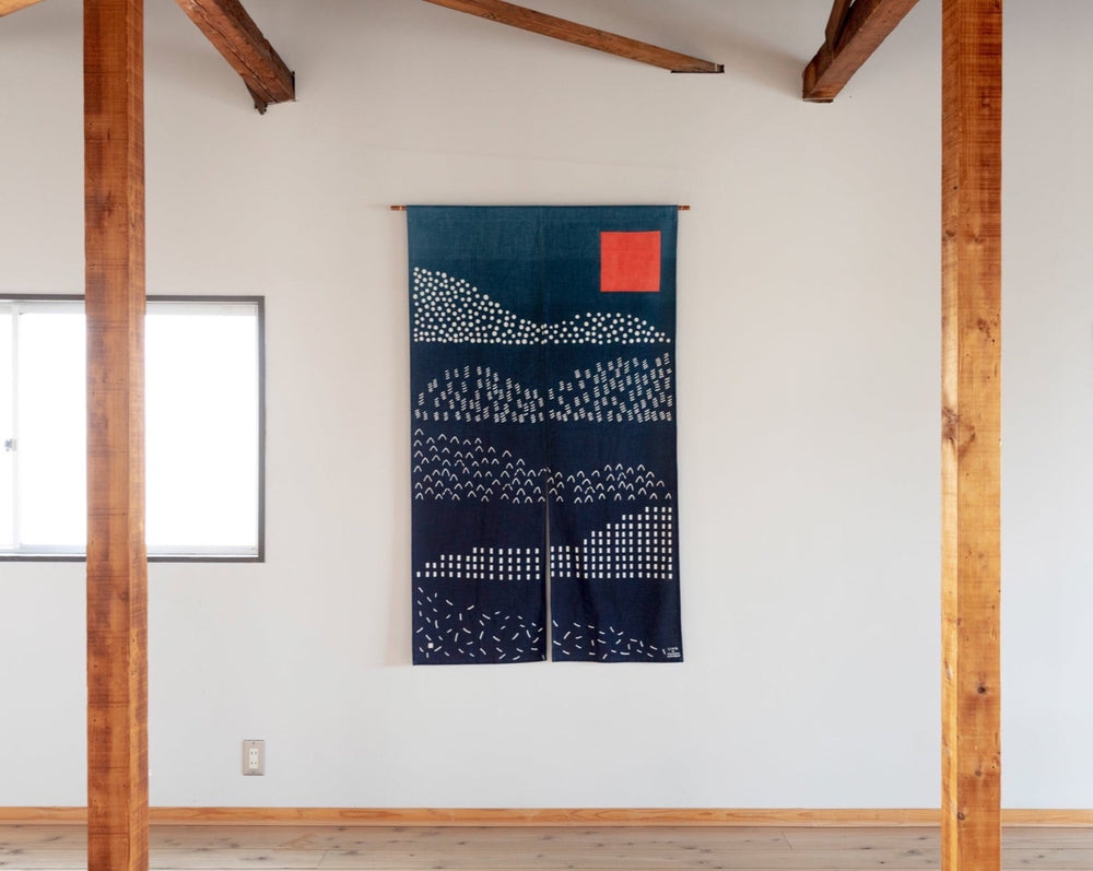 “Mountain Folds” Japanese Noren Hanging