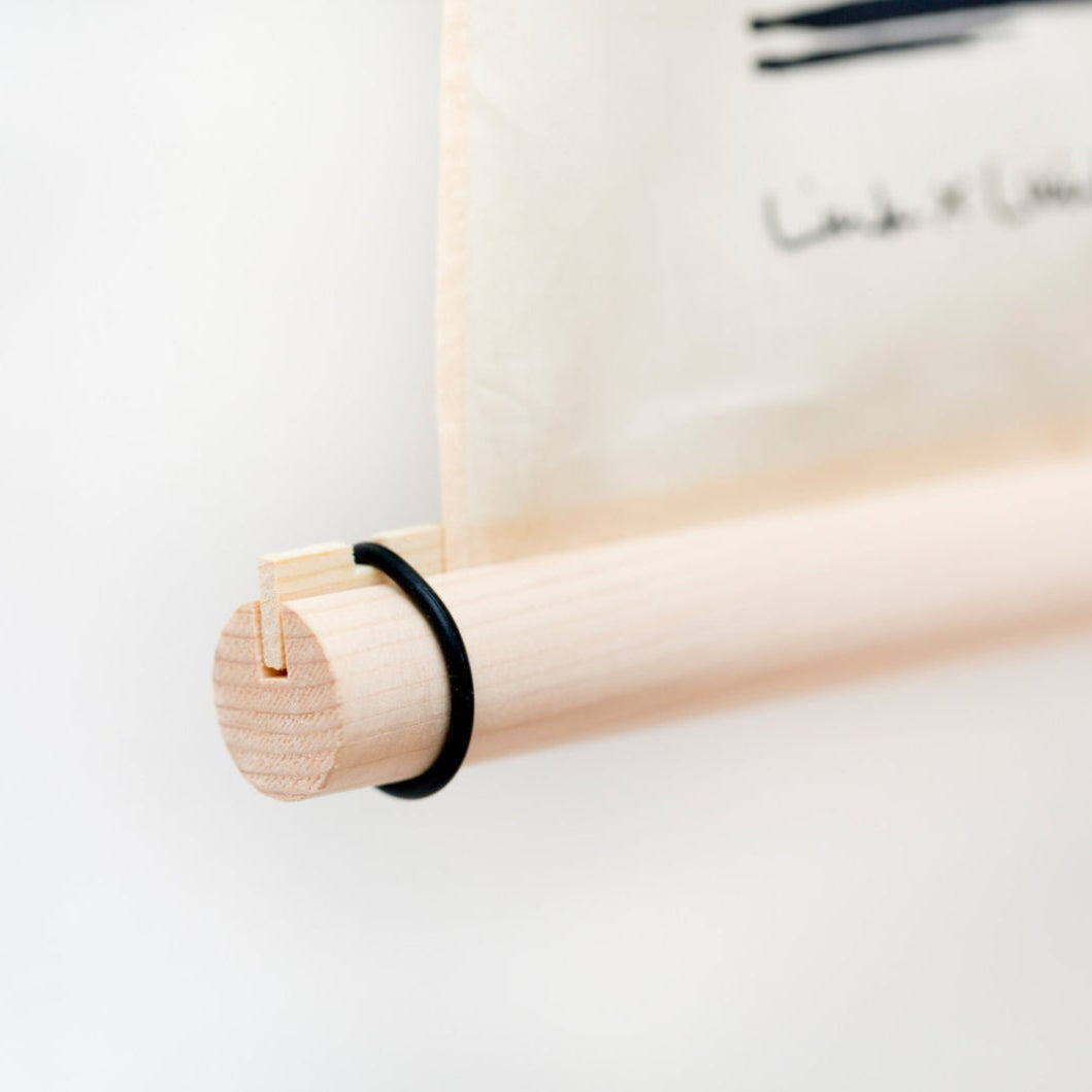 Hinoki wood hanging display pole with leather cord (Dark Brown)