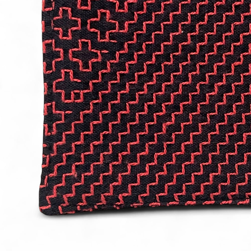 New color - Sashiko Coaster by Mr. Kenichi Ohazama (Red on Dark Navy)