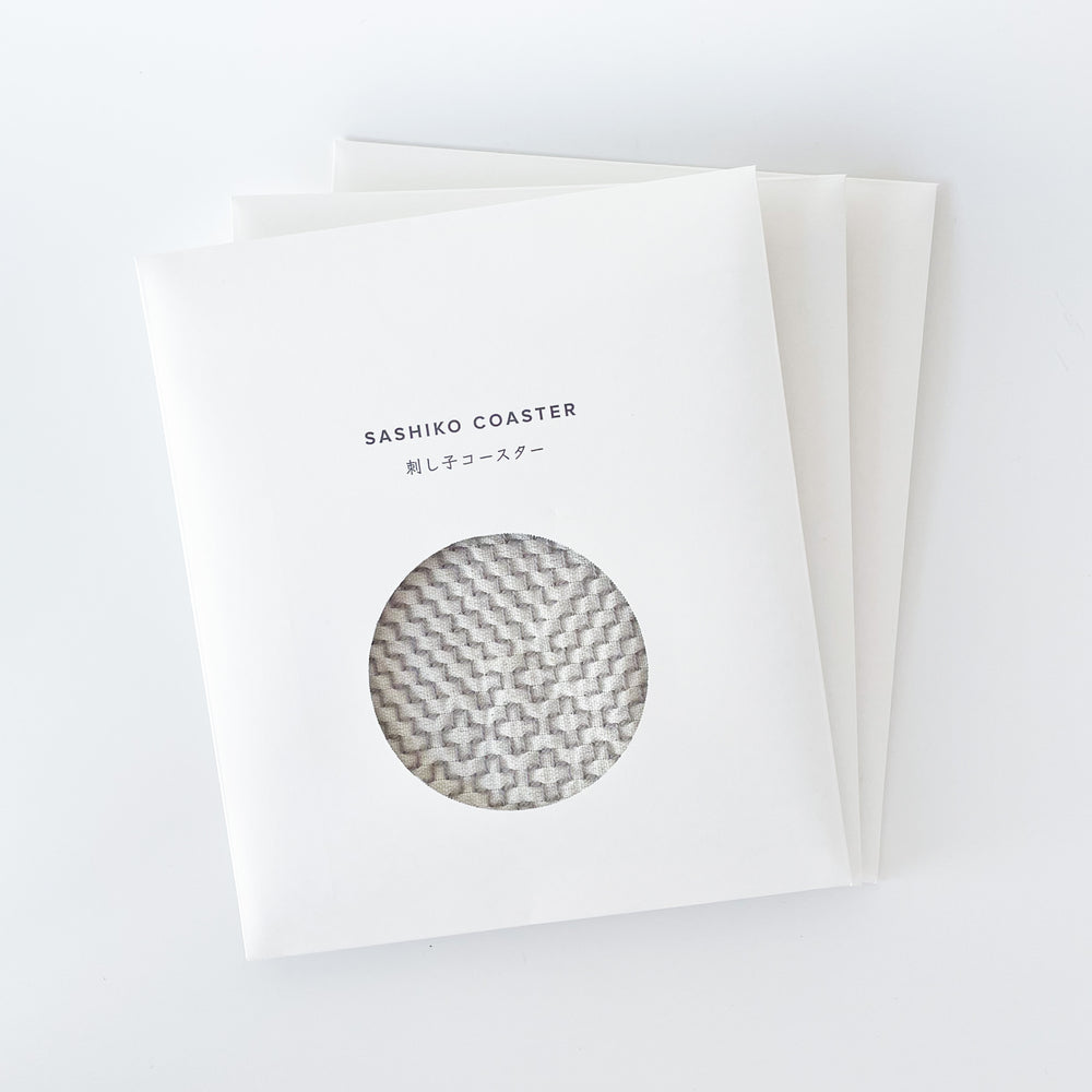 Sashiko Coaster White