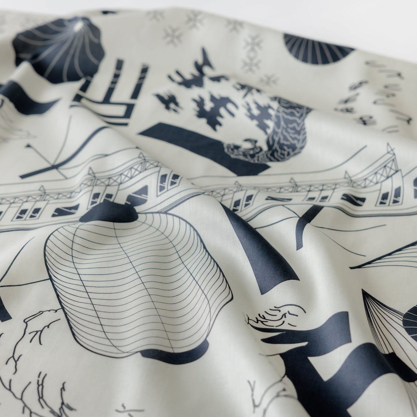 「Tokyo Manga Midnight Blue & Mustard」風呂敷アジャスタブルストラップセット