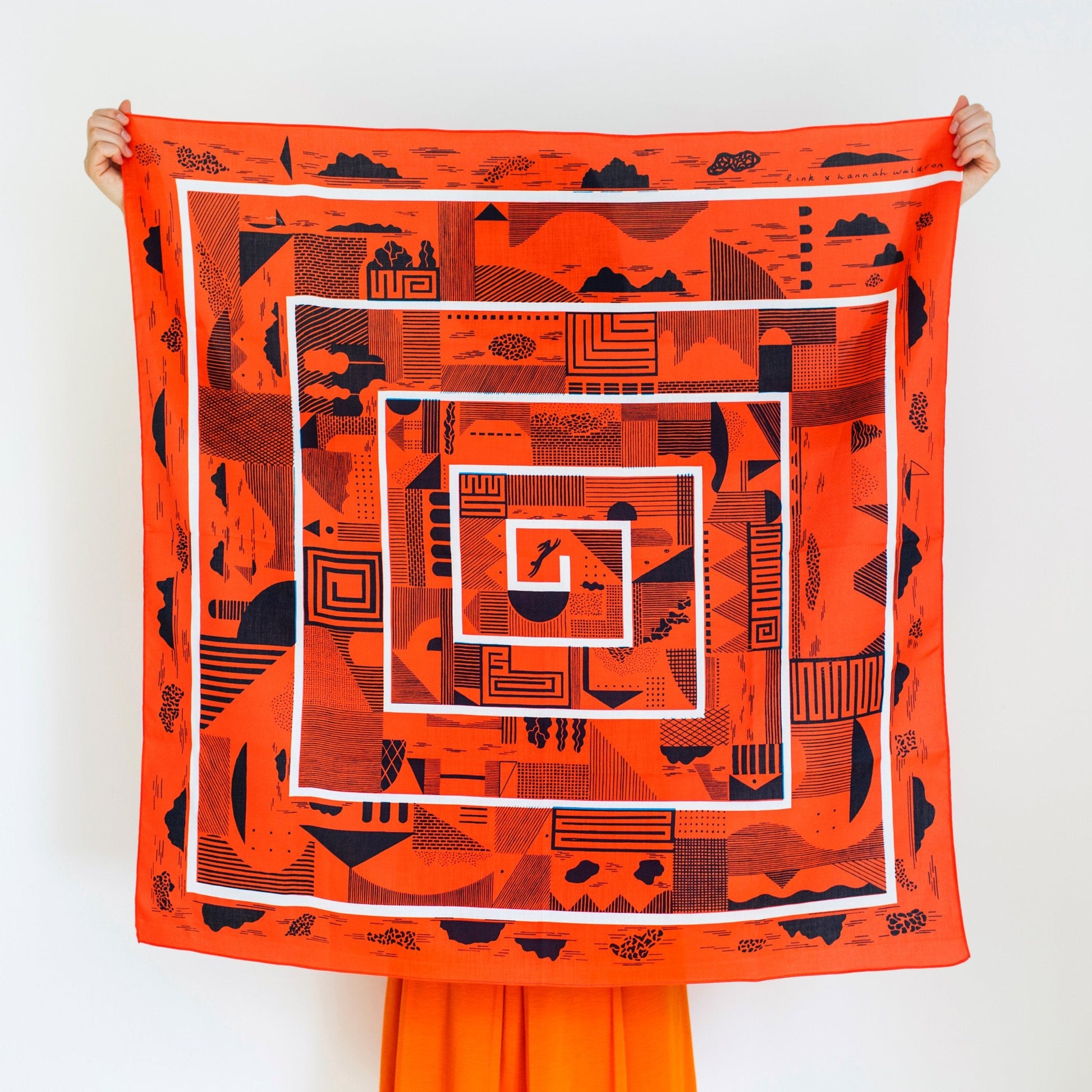 “Maze” furoshiki (cinnabar red)