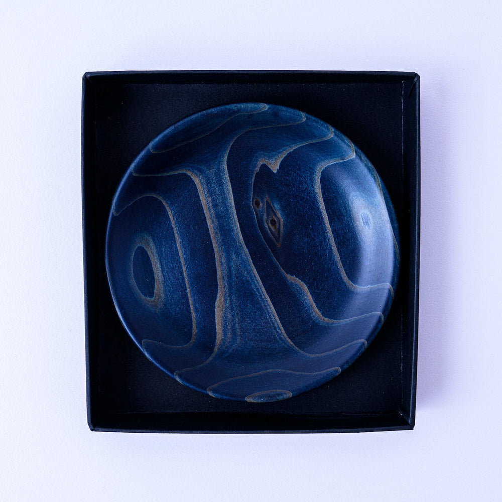 Indigo dye "Sugi" small wood plate (11cm) / Set of 4