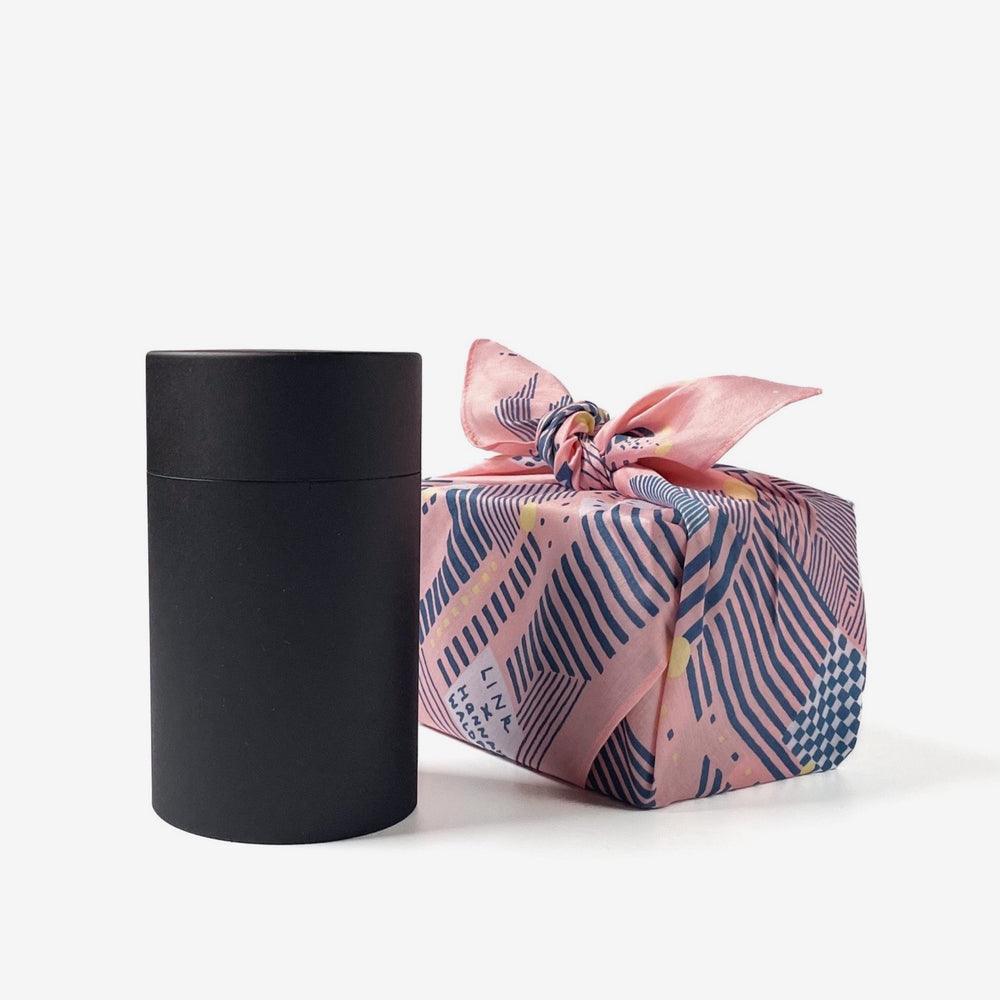 Japanese handcrafted Tea container wrapped with Tokyo Sakura Furoshiki