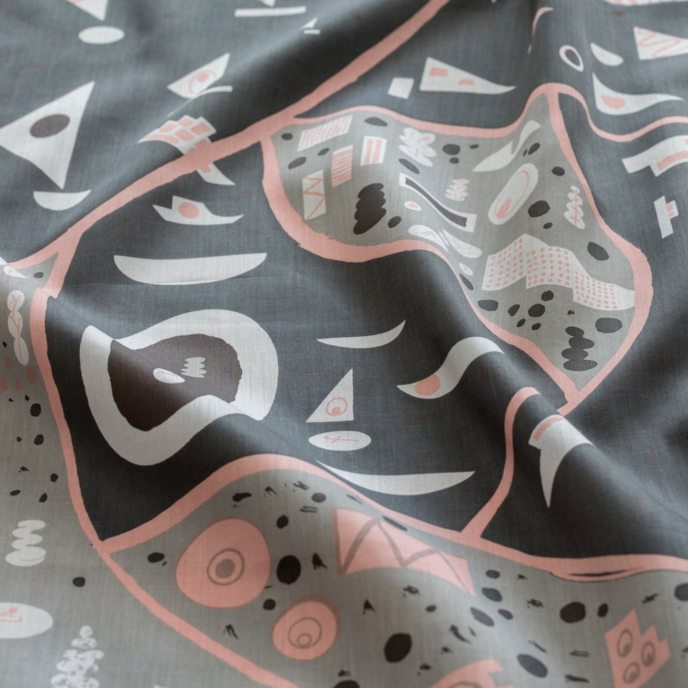 “Stockholm” furoshiki textile in gray, pink and white