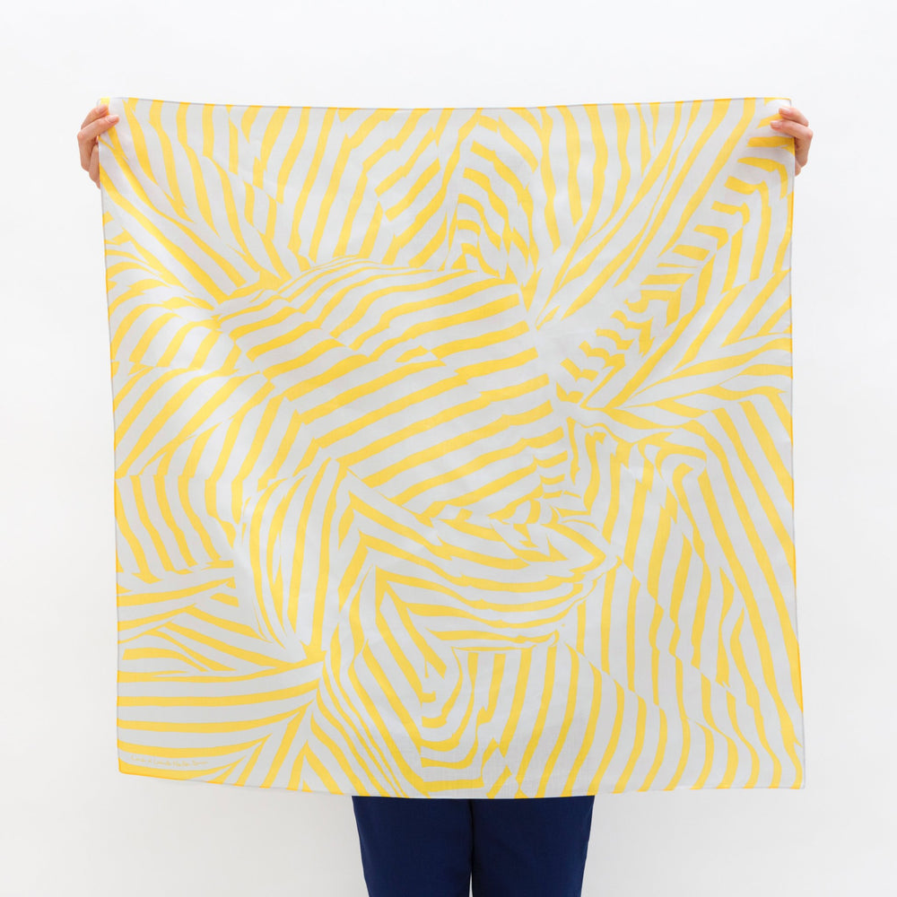 “Stripe” furoshiki textile in yellow and gray